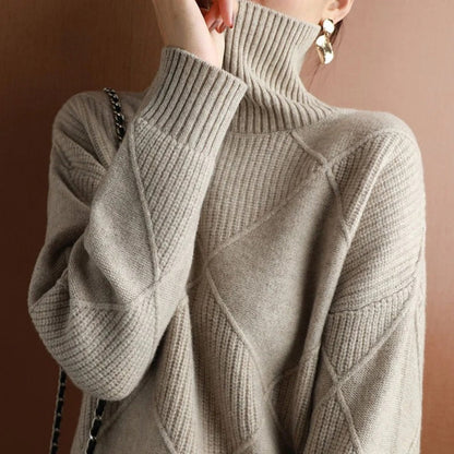 Velina Moda | Women's Turtleneck Sweater - Cotton Autumn/Winter Sweater