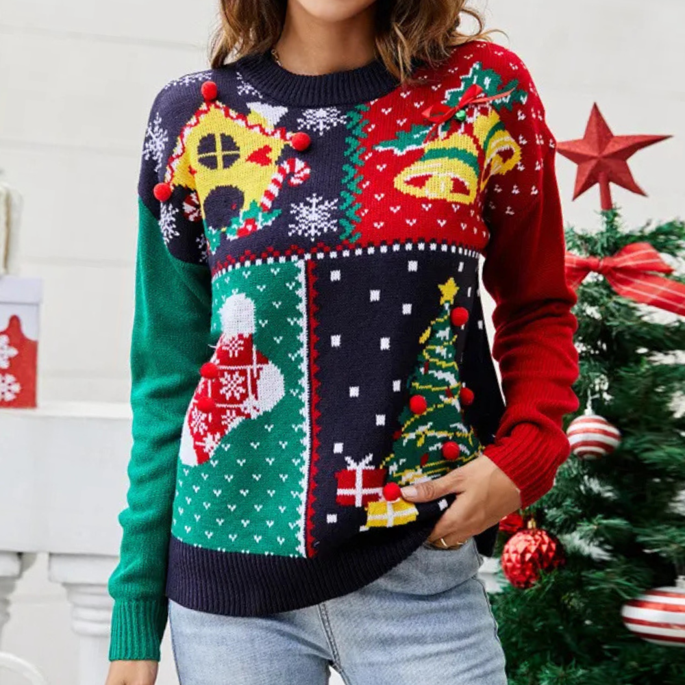 Velina Moda | Christmas Sweater Women Cheerful Knit Christmas Sweater