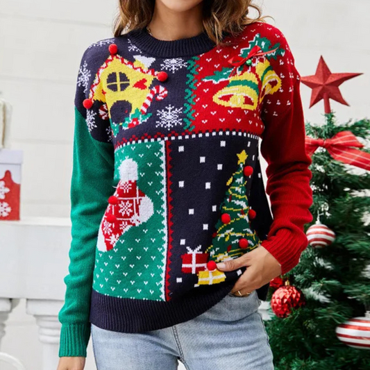 Velina Moda | Christmas Sweater Women Cheerful Knit Christmas Sweater