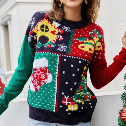 Velina Moda | Christmas Sweater Women Cheerful Knit Christmas Sweater