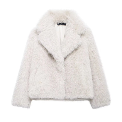 Velina Moda | Vintage - Women's Winter Jacket with Faux Fur and Lapel