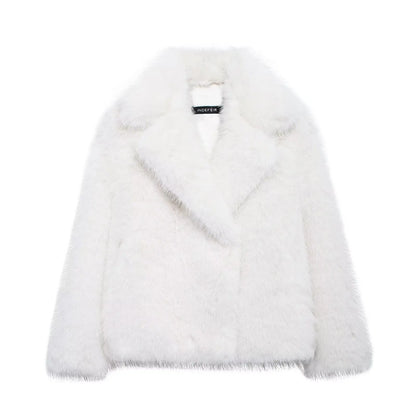 Velina Moda | Vintage - Women's Winter Jacket with Faux Fur and Lapel