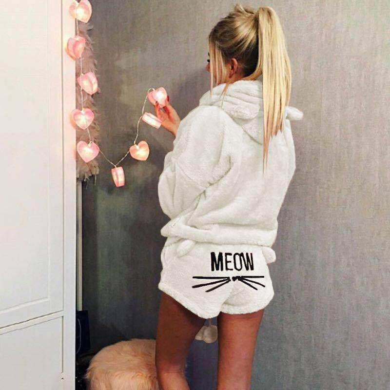 Velina Moda | Fleece Lounge Pajama Set Women with Hood