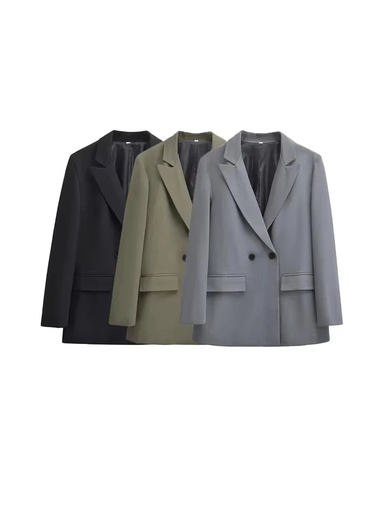Velina Moda | Women's Blazer - Structured With Double Button Closure