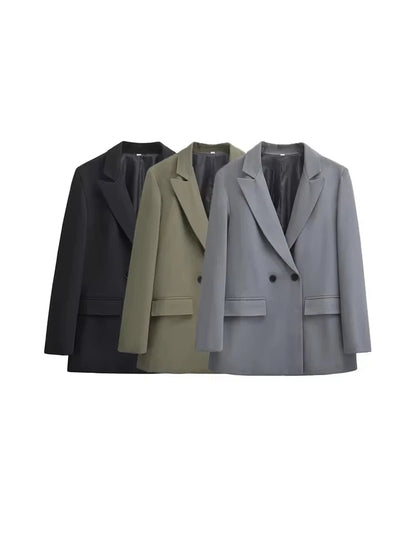 Velina Moda | Women's Blazer - Structured With Double Button Closure