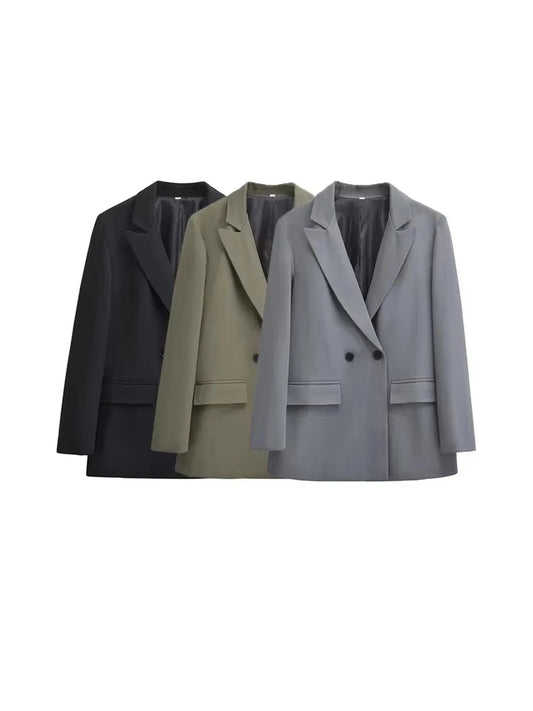 Velina Moda | Women's Blazer - Structured With Double Button Closure