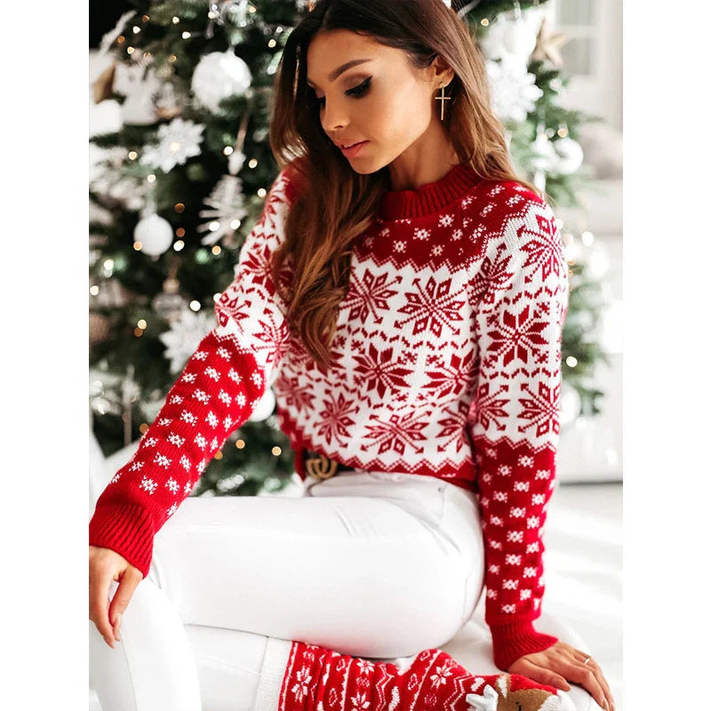 Velina Moda | Knit sweater for women - Warm & trendy sweater for women with snowflake design
