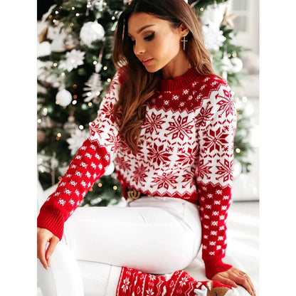 Velina Moda | Knit sweater for women - Warm & trendy sweater for women with snowflake design