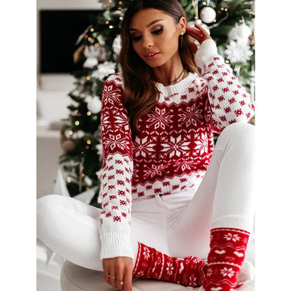 Velina Moda | Knit sweater for women - Warm & trendy sweater for women with snowflake design