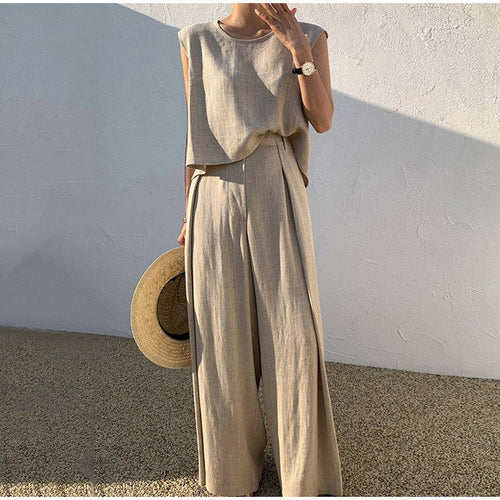 Rosalind | Wide-leg pants and linen top