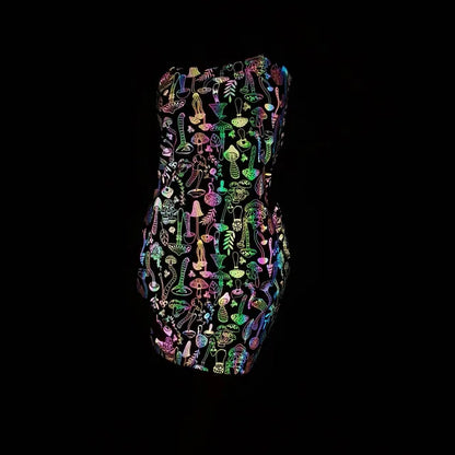 Shiny party dress with phosphorescent effect