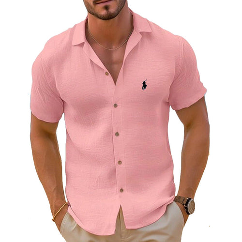 Men's Short Sleeve Shirt Made of Lightweight Linen Blend Velina Moda