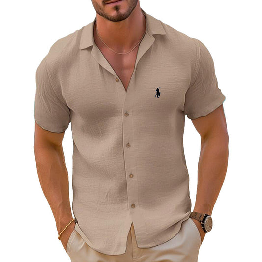 Men's Short Sleeve Shirt Made of Lightweight Linen Blend Velina Moda