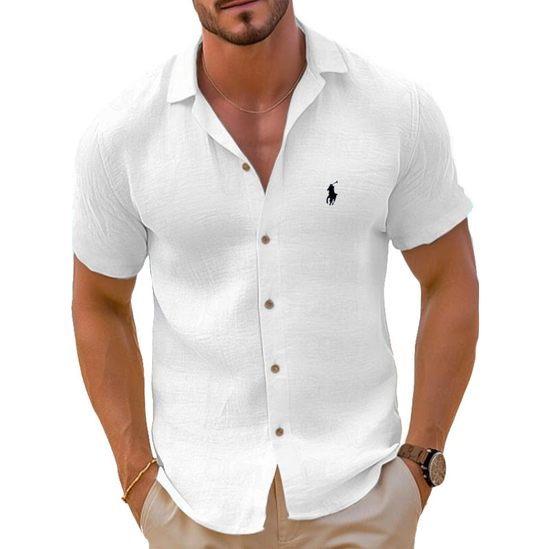 Men's Short Sleeve Shirt Made of Lightweight Linen Blend Velina Moda
