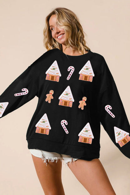 Velina Moda | Sequin Gingerbread Man Christmas Top