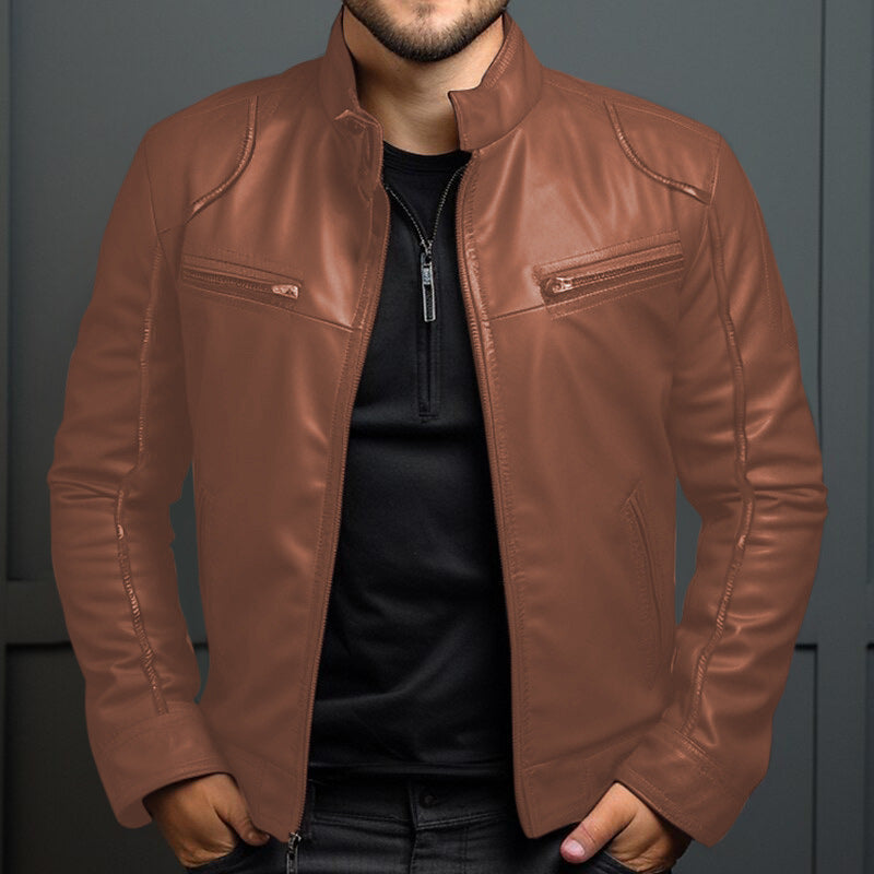 Dante – Red faux leather biker jacket