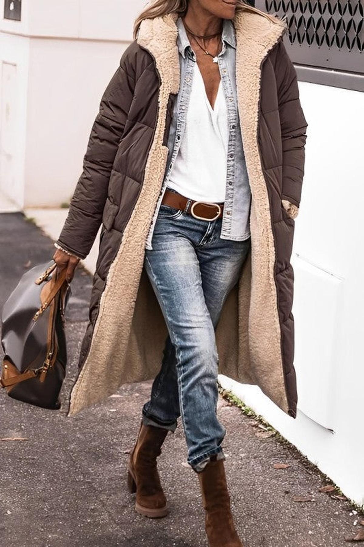 Velina Moda | Long Women's Coat Winter - Teddy Lining