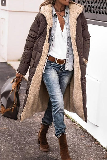 Velina Moda | Long Women's Coat Winter - Teddy Lining