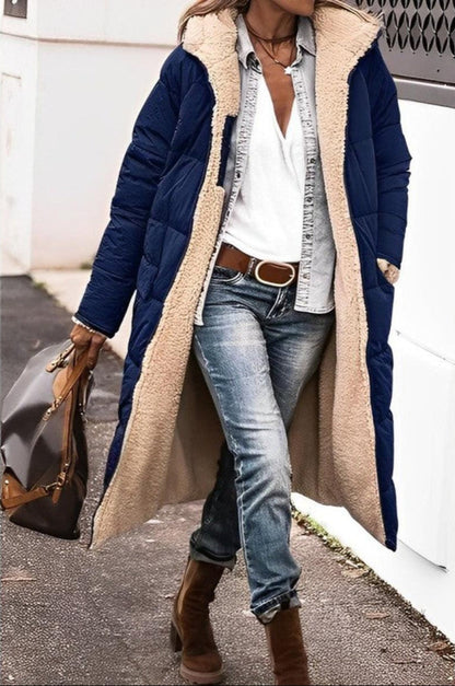 Velina Moda | Long Women's Coat Winter - Teddy Lining
