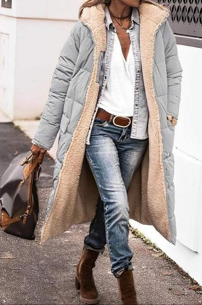 Velina Moda | Long Women's Coat Winter - Teddy Lining