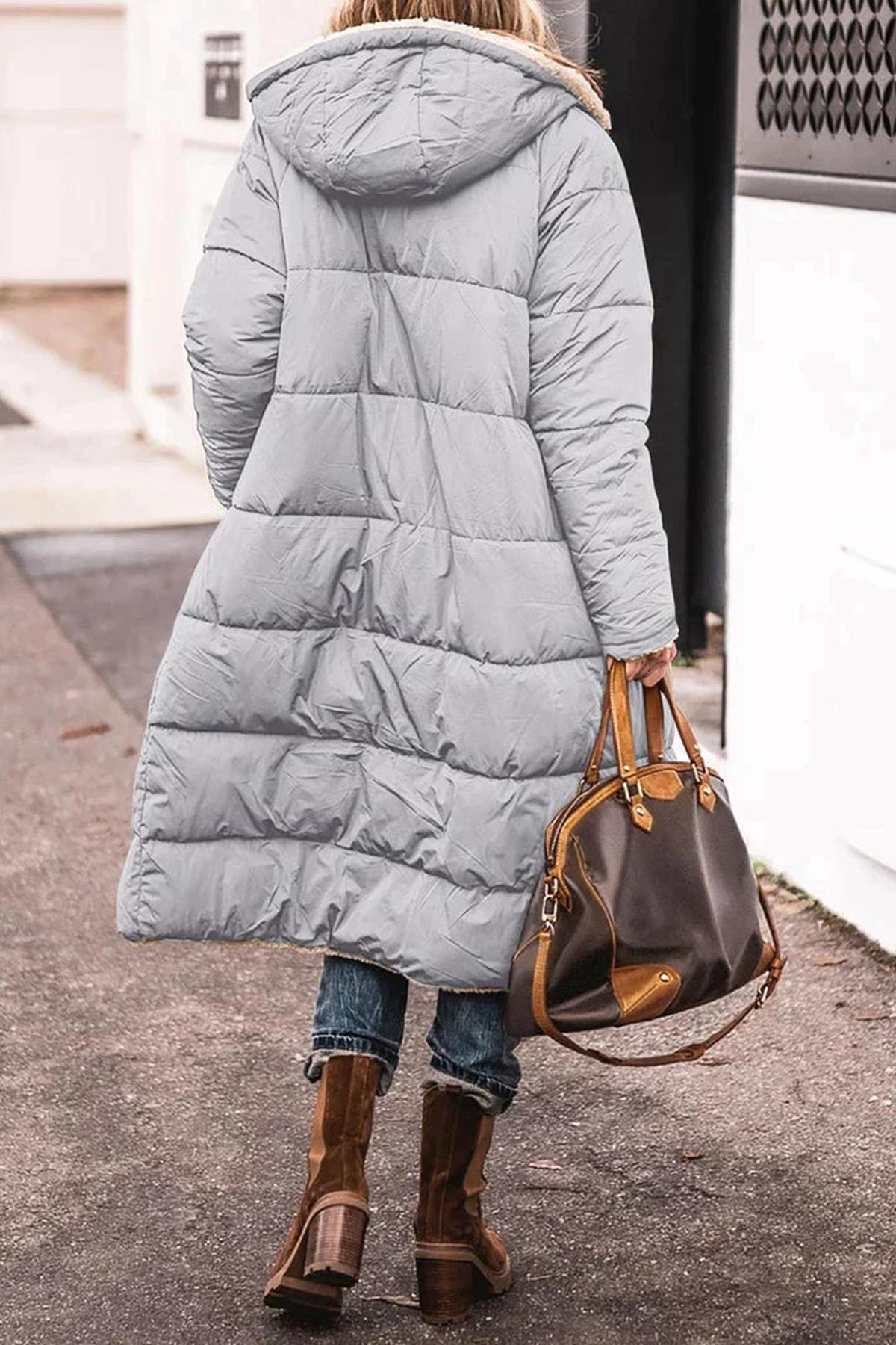 Velina Moda | Long Women's Coat Winter - Teddy Lining