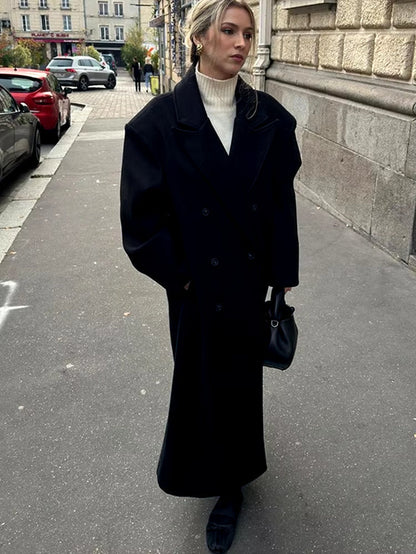 Velina Moda | Women’s jacket - Long trench coat with lapel collar