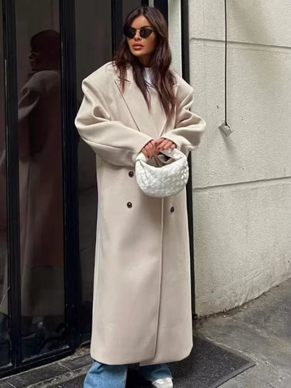 Velina Moda | Women’s jacket - Long trench coat with lapel collar