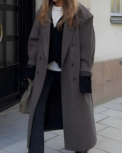Velina Moda | Women’s jacket - Long trench coat with lapel collar