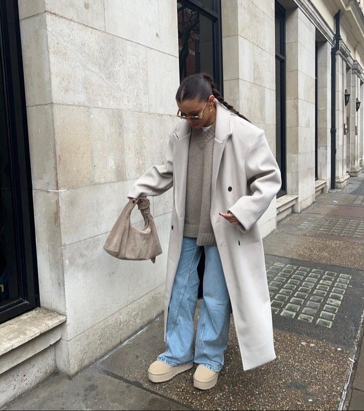 Velina Moda | Women’s jacket - Long trench coat with lapel collar