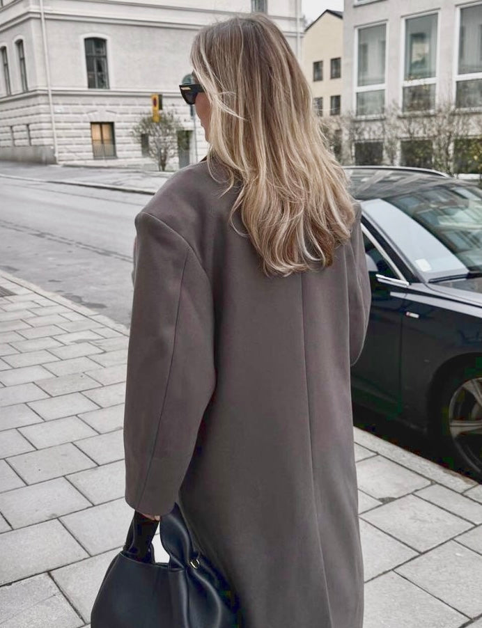 Velina Moda | Women’s jacket - Long trench coat with lapel collar