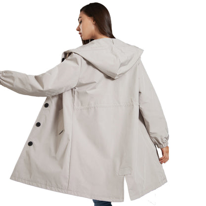 Carla - Long hooded raincoat for women