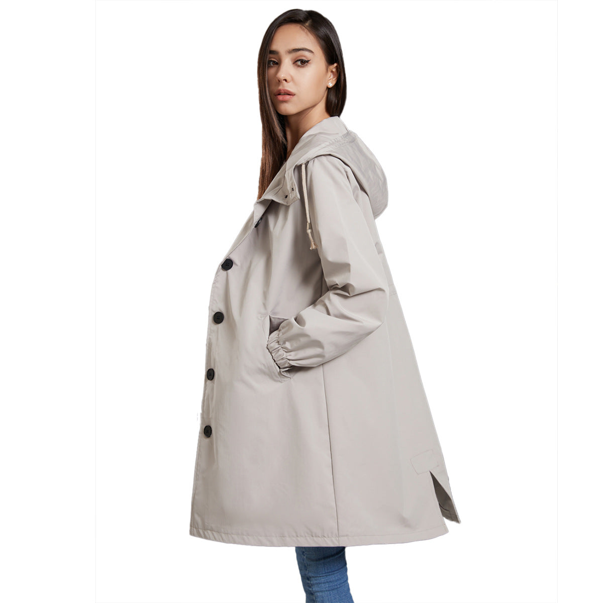 Carla - Long hooded raincoat for women