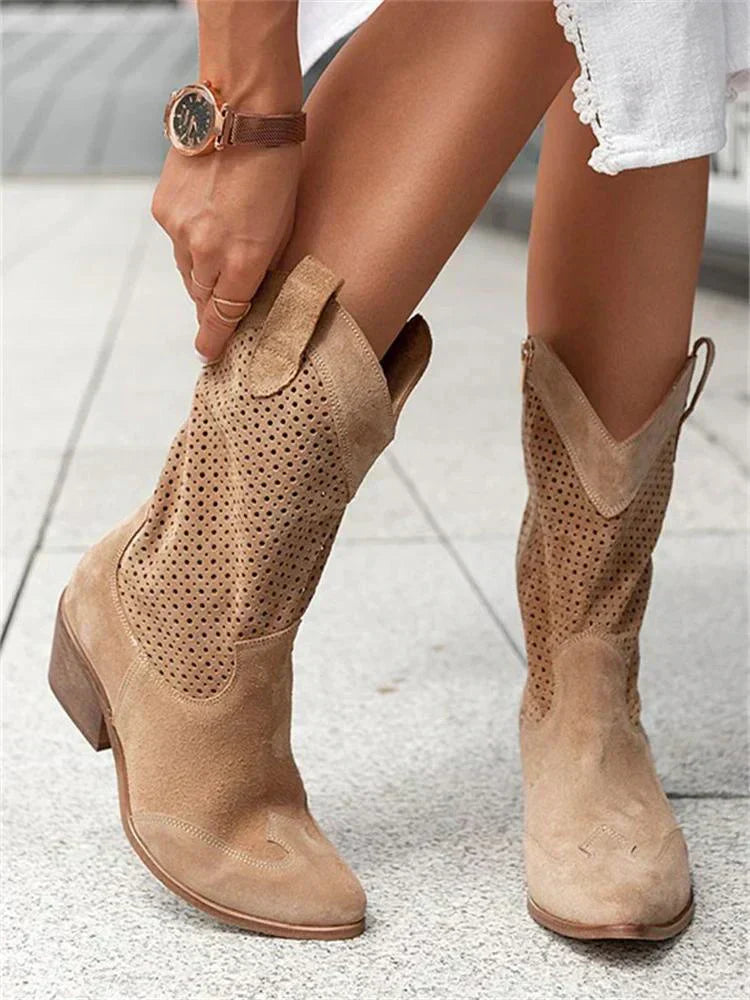 Solara - Breathable cowboy boots with medium heel