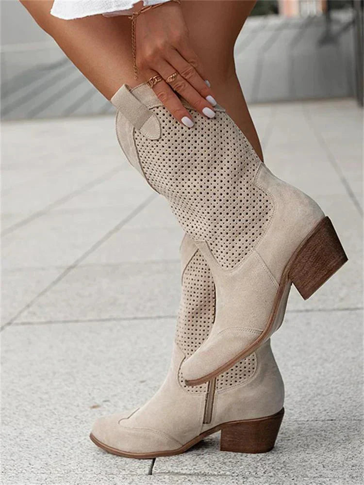 Solara - Breathable cowboy boots with medium heel