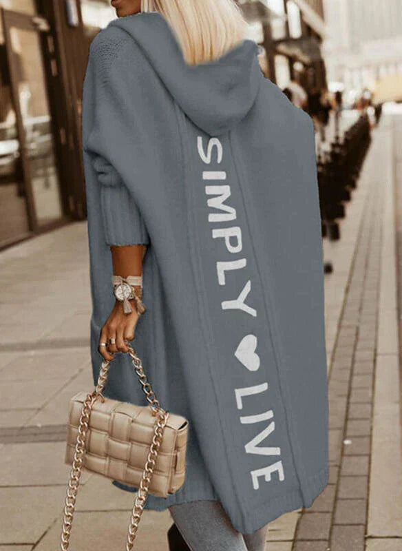 Long hooded cardigan
