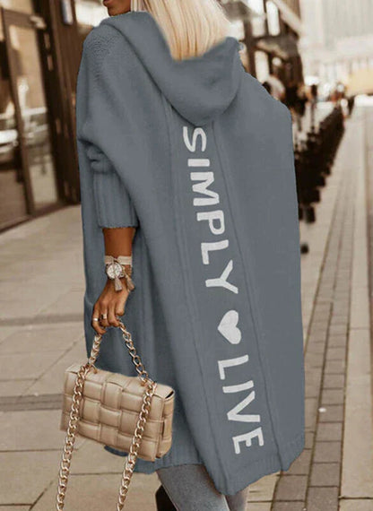 Long hooded cardigan