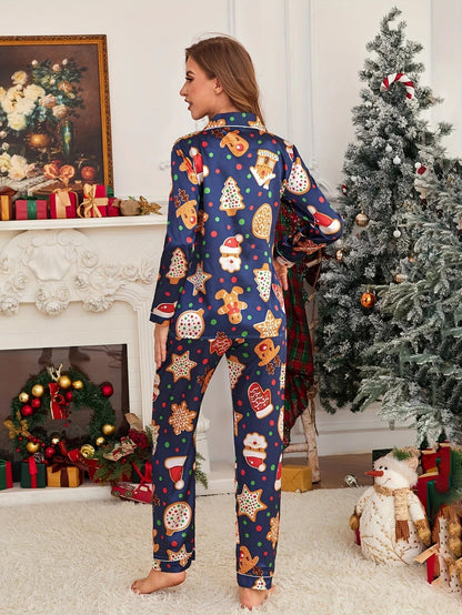 Velina Moda | Cozy Christmas Cookie Print Long Sleeve Pajama Unisex