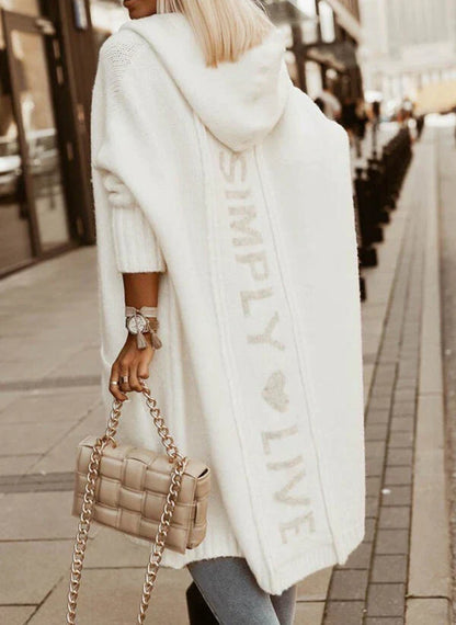 Long hooded cardigan