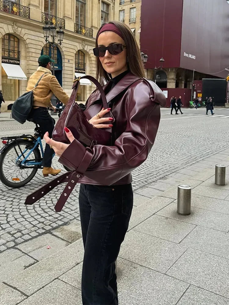 Velina Moda | Faux Leather Jacket