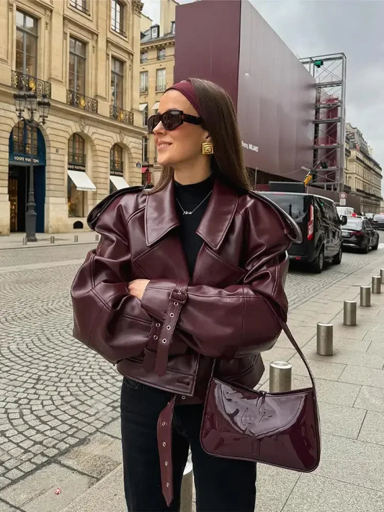 Velina Moda | Faux Leather Jacket