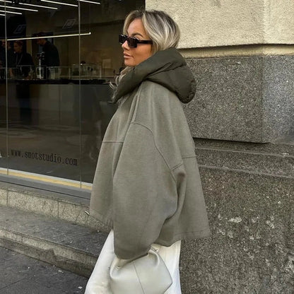 Casual and loose women's hoodie jacket