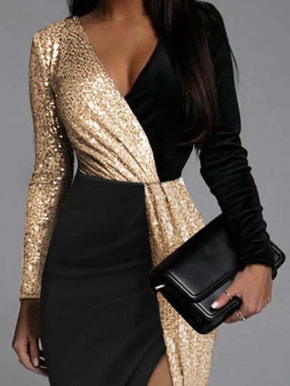 Velina Moda | Dress with gold glitter effects