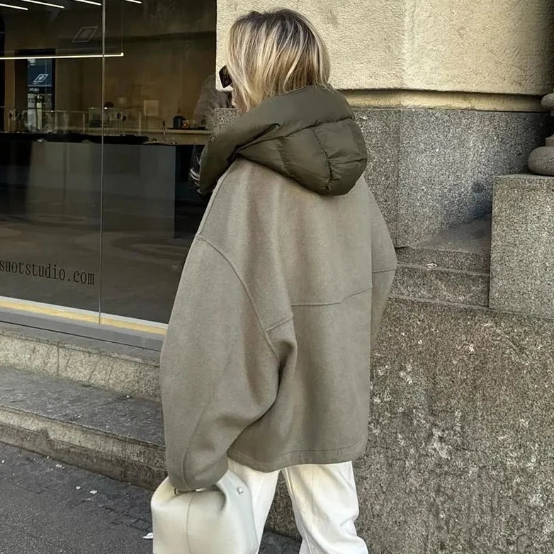 Casual and loose women's hoodie jacket