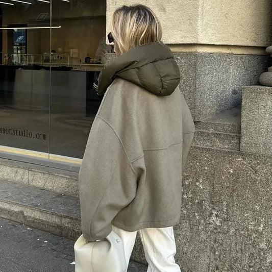 Casual and loose women's hoodie jacket