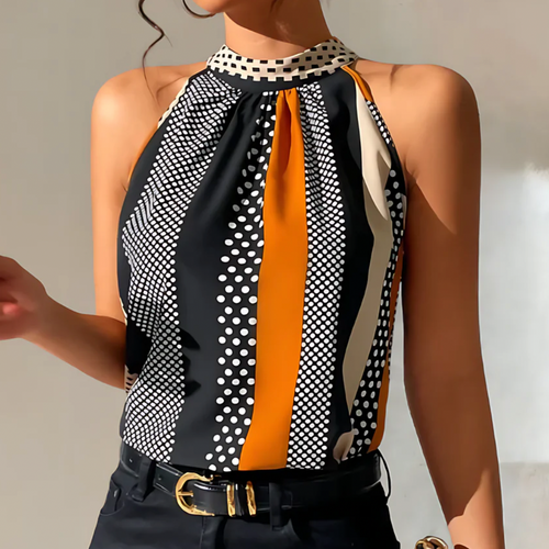 Contrast printed halter top