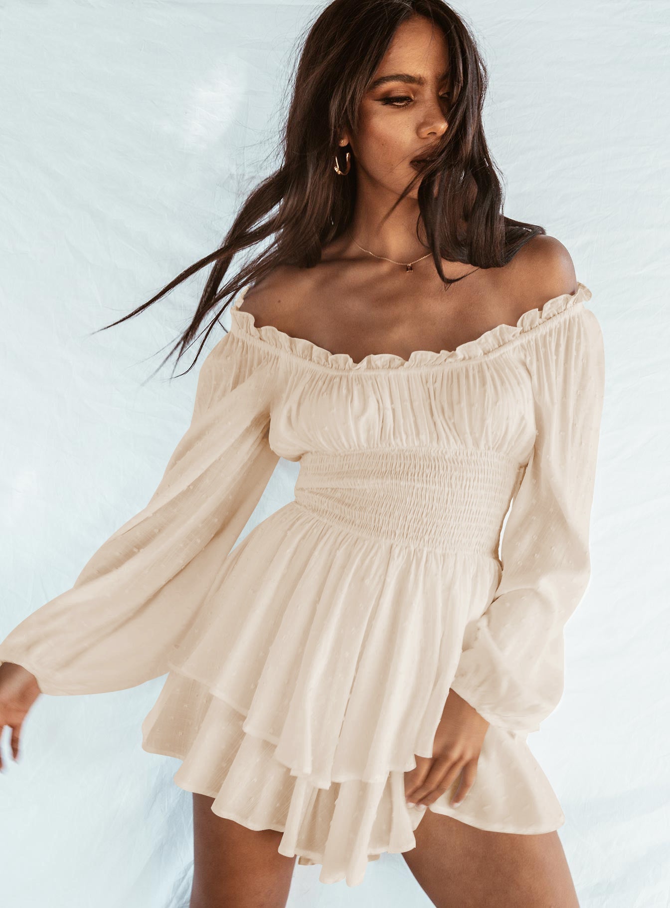 Off-the-shoulder ruffled dress