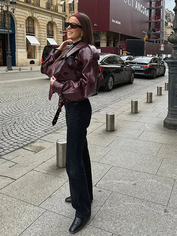 Velina Moda | Faux Leather Jacket
