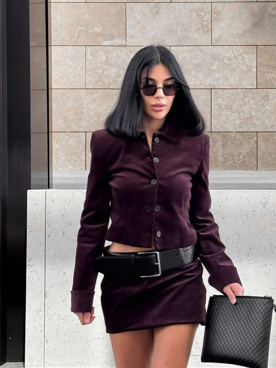 Velina Moda | Jacket & Short Skirt with Belt Coordination Set