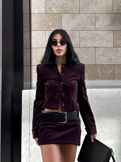 Velina Moda | Jacket & Short Skirt with Belt Coordination Set