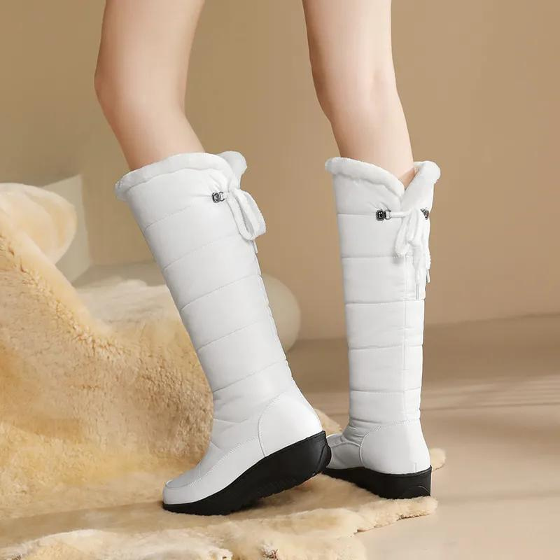 Velina Moda | Women's knee-length winter boots with warm fur lining